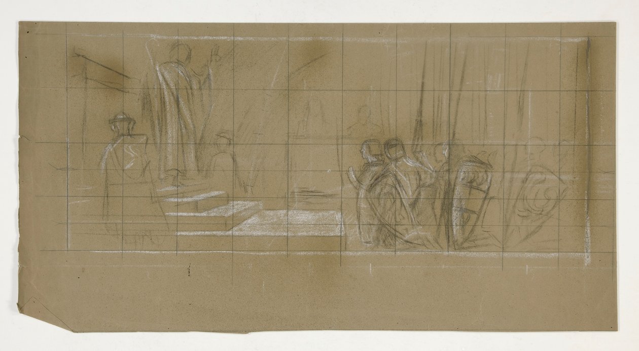 Composition study for The Departure, from The Quest of the Holy Grail (a series of fifteen paintings for the Boston Public Library, completed in 1901) by Edwin Austin Abbey
