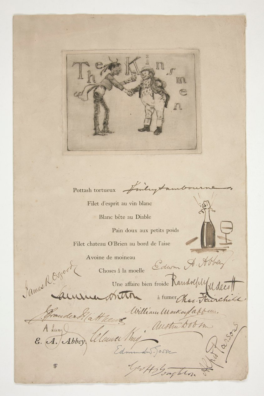 Etching by E.A. Abbey: The Kinsmen - (Illustration to a French Verse) by Edwin Austin Abbey