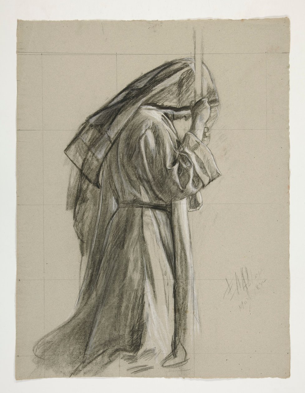 Figure Study for the Knighting of Sir Galahad, from The Quest of the Holy Grail (a Series of Fifteen Paintings for the Boston Public Library, Completed in 1901) by Edwin Austin Abbey