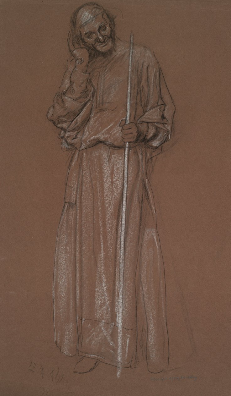 Figure Study, Old Man with Staff, Possibly Polonius by Edwin Austin Abbey