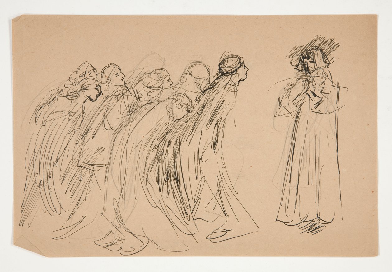 Galahad and the Captive Virtues, study for The Quest of the Holy Grail (series of fifteen paintings for the Boston Public Library, completed in 1901) by Edwin Austin Abbey