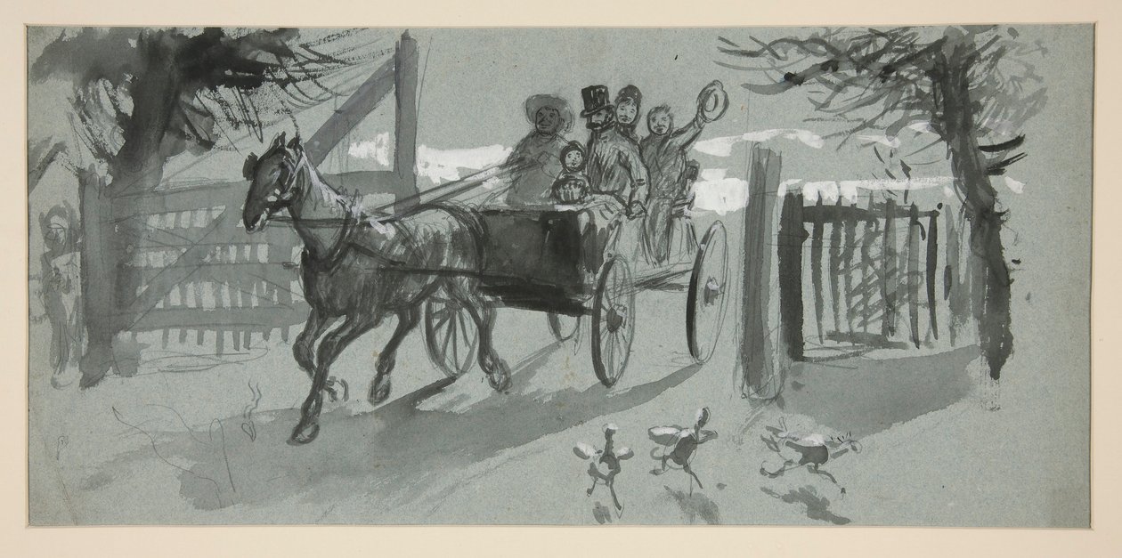 Group of People in an Open Cart - (unidentified illustration) by Edwin Austin Abbey