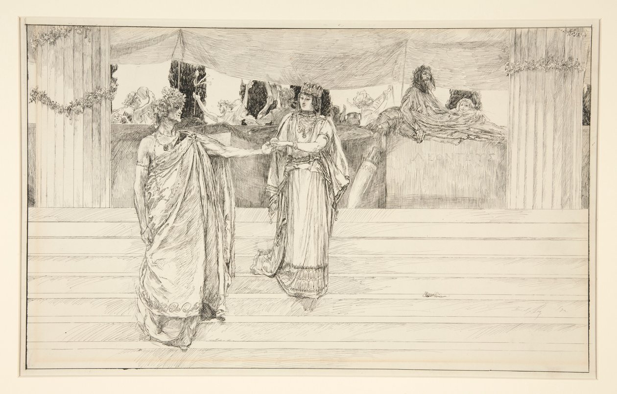 Hermione Entreats Polixenes - Act I, Scene II, The Winter by Edwin Austin Abbey