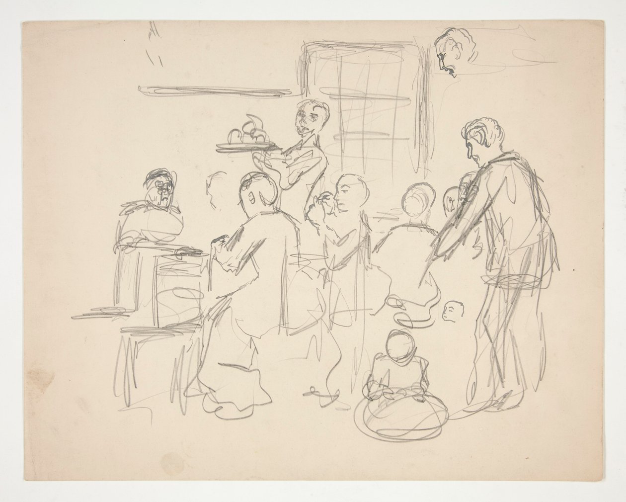 Interior Restaurant Scene (Unidentified Illustration) by Edwin Austin Abbey