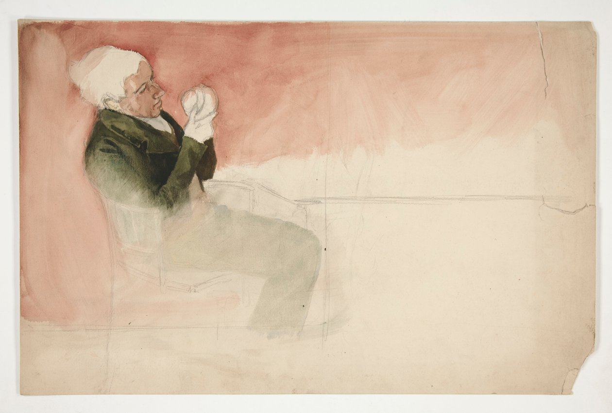 Man Seated, Examining the Inside of a Bowl by Edwin Austin Abbey