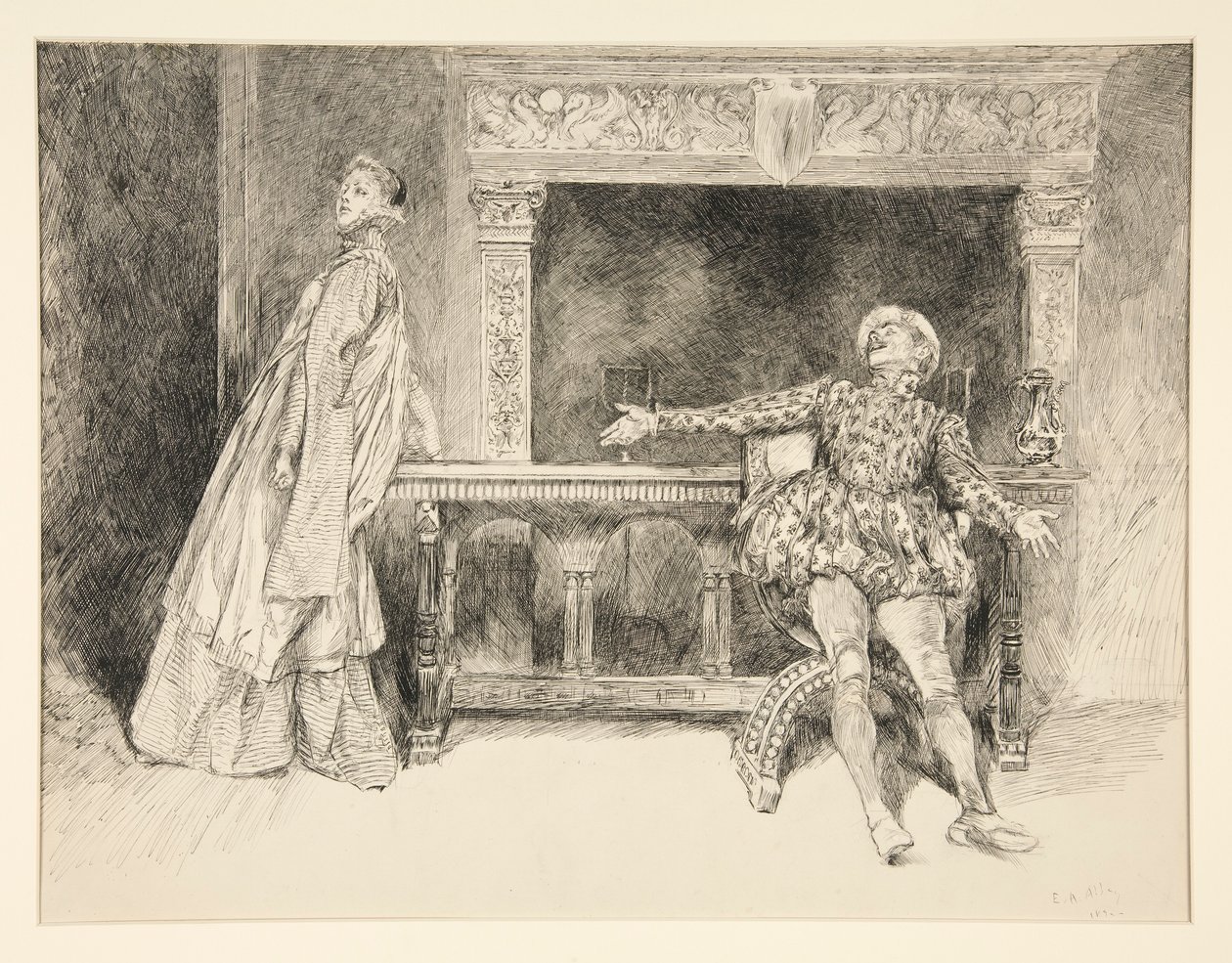 Petruchio Banters Katharina, from Act II, Scene I, Taming of the Shrew by Edwin Austin Abbey