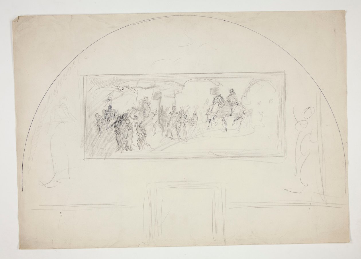 Plan for the Installation of One of The Quest of the Holy Grail Murals at Boston Public Library by Edwin Austin Abbey
