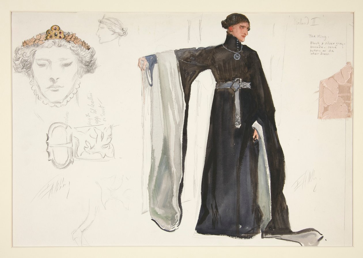 Richard II (in Black), Costume Sketch for Henry Irving by Edwin Austin Abbey