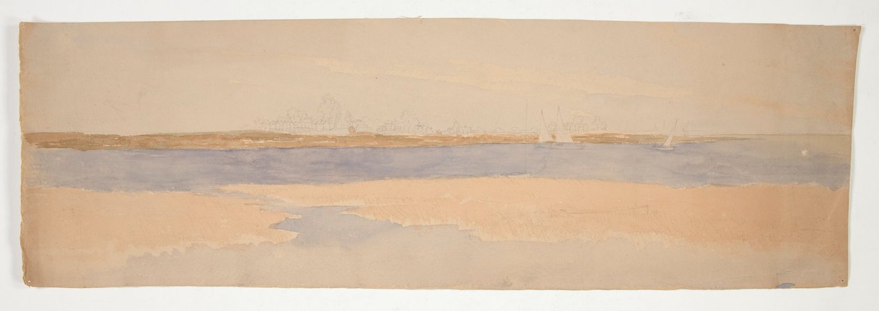 River Landscape with Town on Far Shore by Edwin Austin Abbey