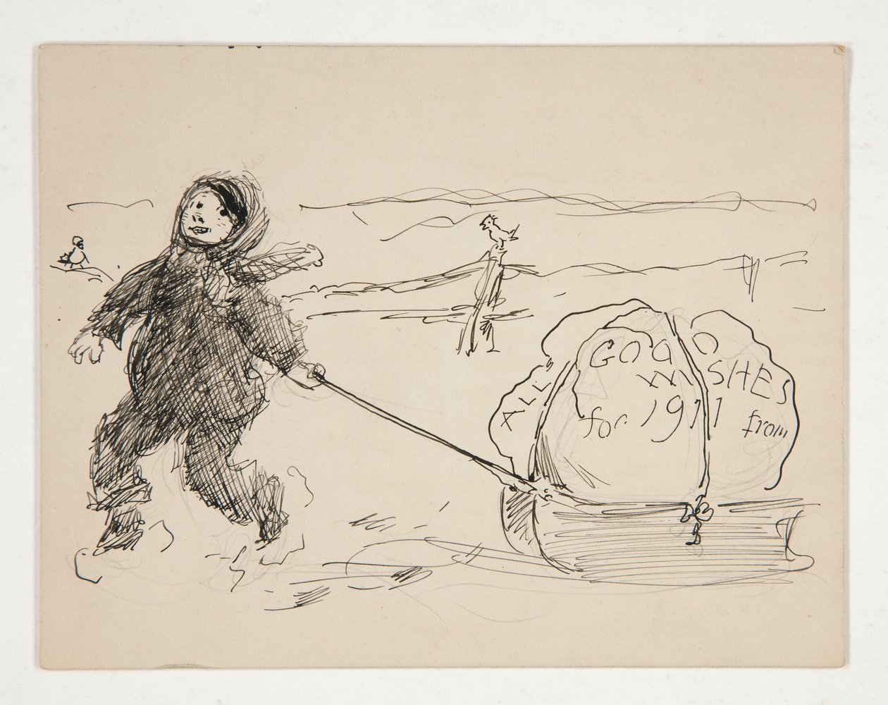Sketch for a Greeting Card: All Good Wishes for 1911 by Edwin Austin Abbey