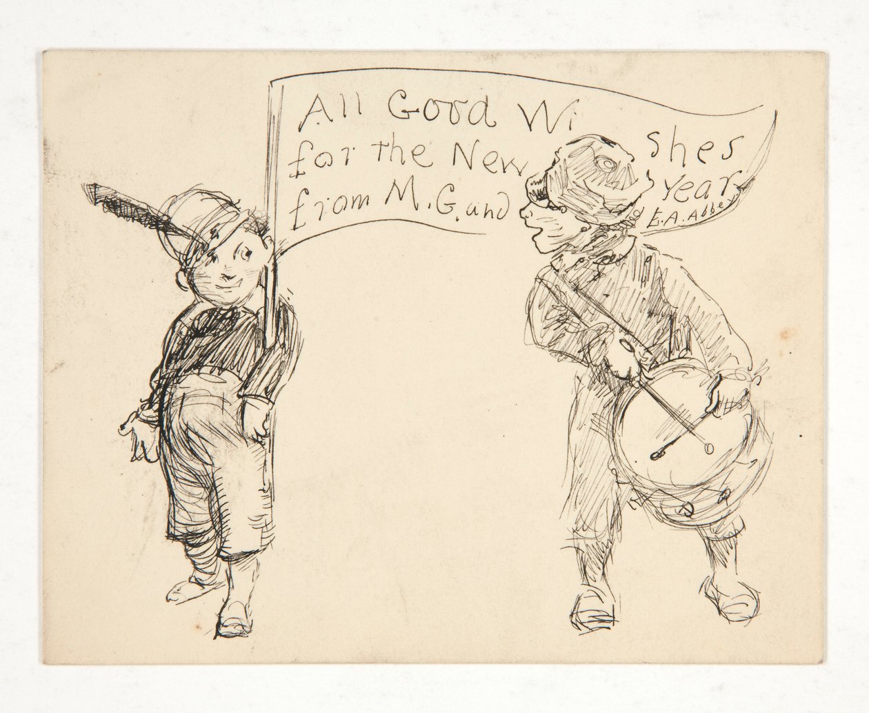 Sketch for a Greeting Card: All Good Wishes for the New Year from M.G. and E.A. Abbey by Edwin Austin Abbey