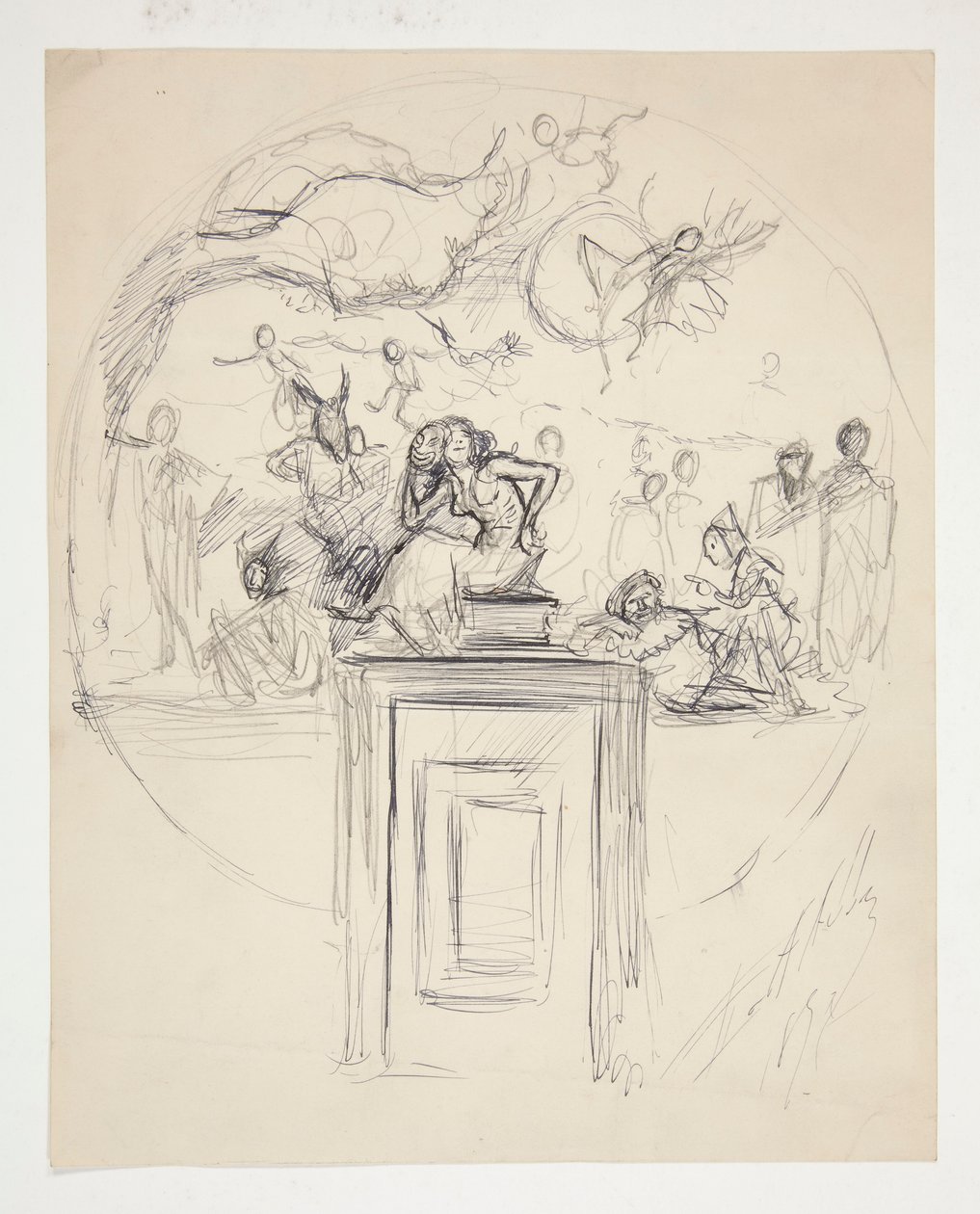 Sketch for a Mural Over a Door Jamb - Unidentified by Edwin Austin Abbey