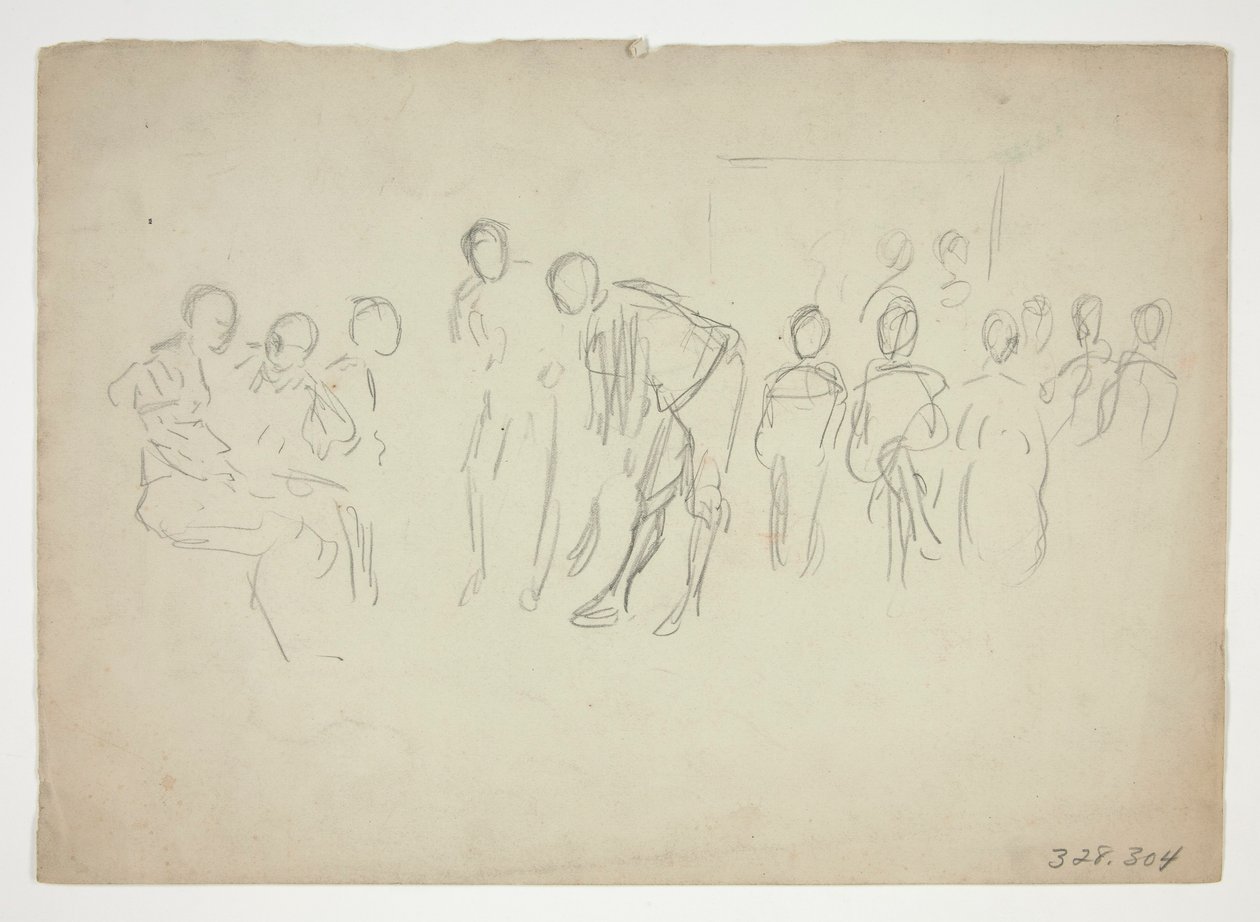 Sketch of a crowd - unidentified illustration by Edwin Austin Abbey