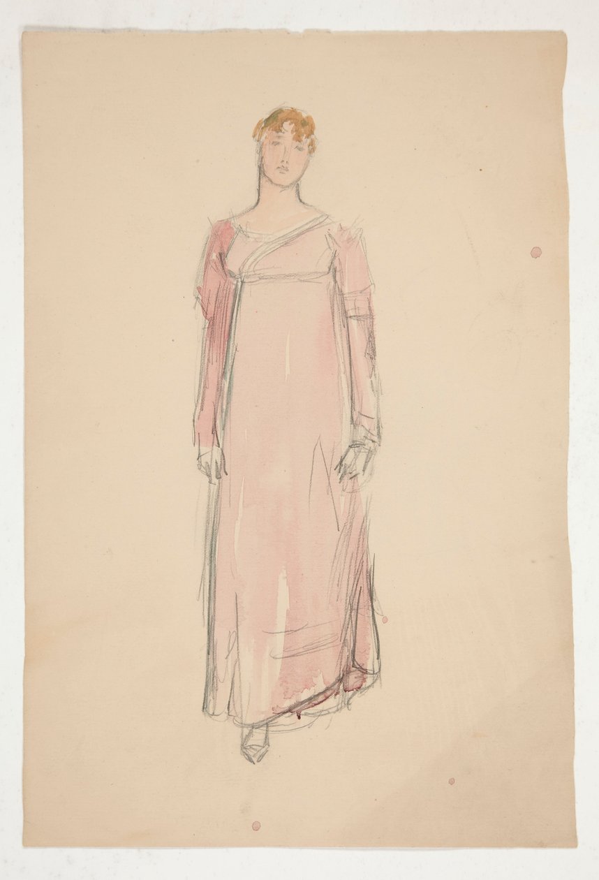 Sketch of a Woman in Pink - Costume Study for a Play? by Edwin Austin Abbey