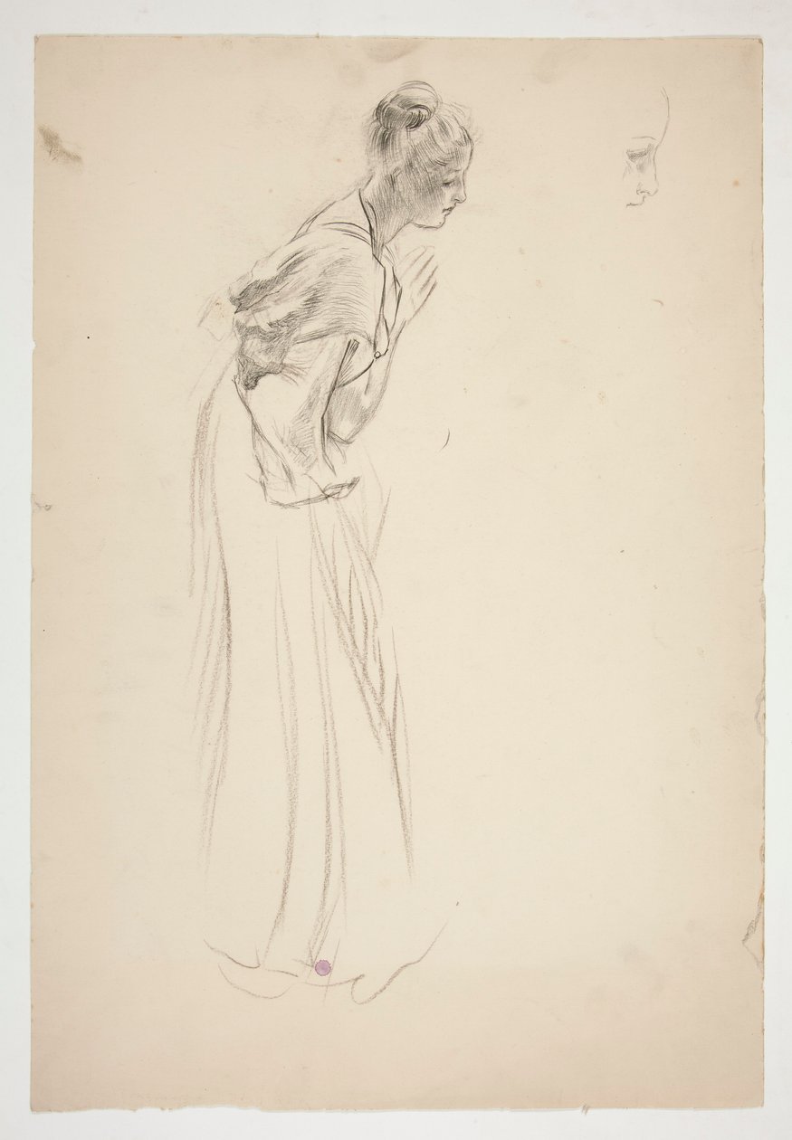 Sketch of a Woman, Stooped and Praying by Edwin Austin Abbey