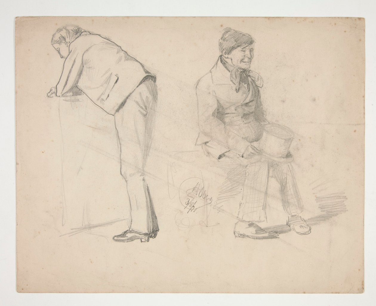 Sketch of Two Men - Unidentified Illustration by Edwin Austin Abbey