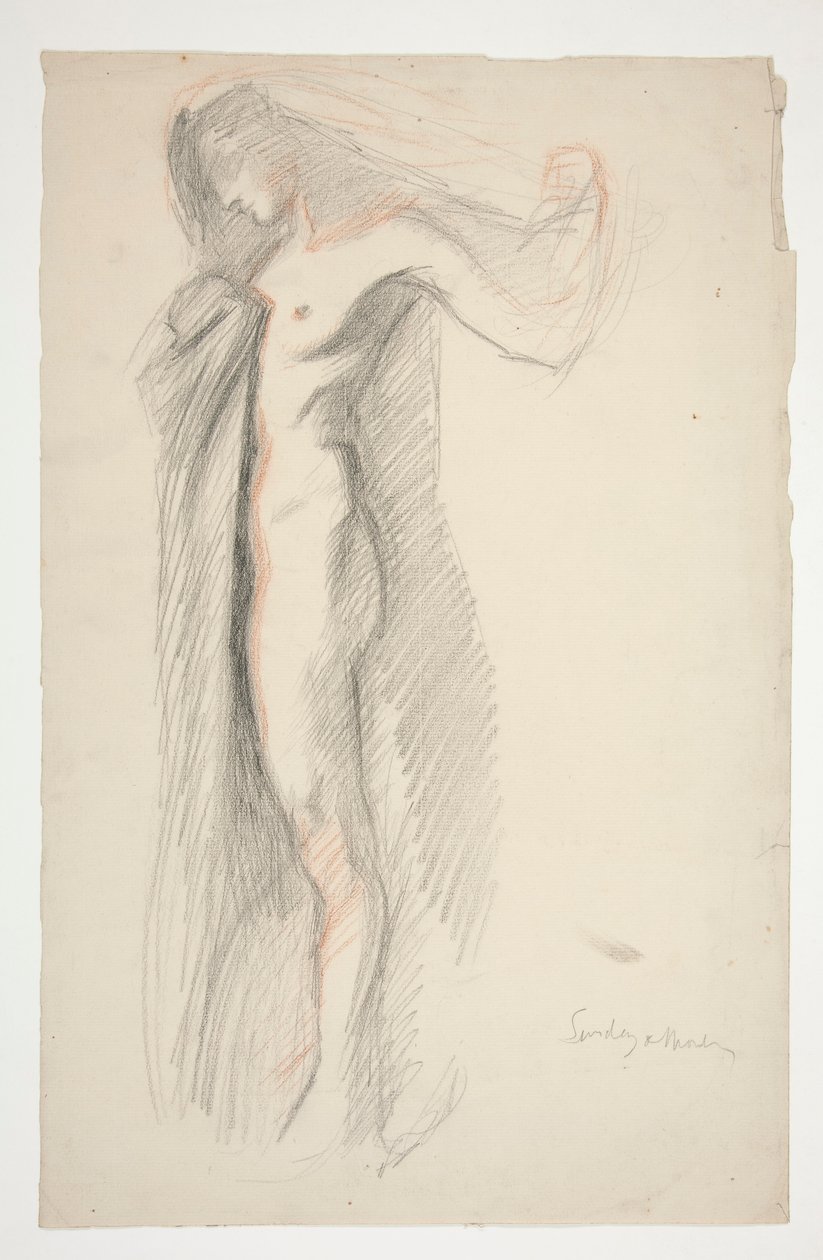Study of Figure of 6 PM, for The Hours Mural at the State Capitol Building in Harrisburg, Pennsylvania by Edwin Austin Abbey
