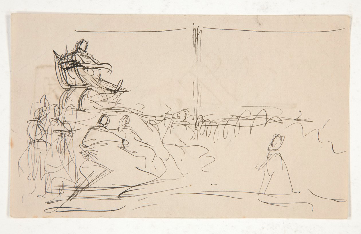 Study for Trial of Queen Katherine. Coat of arms on back. by Edwin Austin Abbey