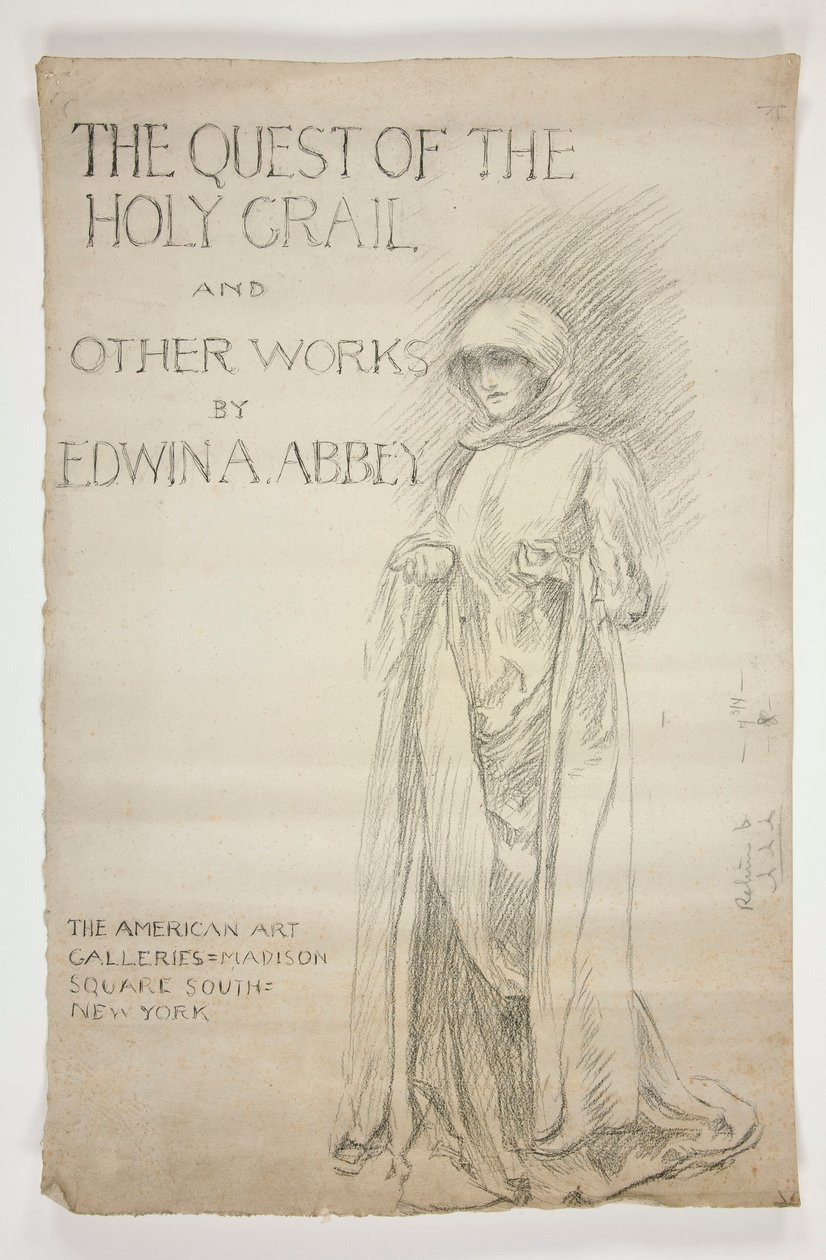 Study for the Opening Announcement of The Quest of the Holy Grail Paintings: The Quest of the Holy Grail and Other Works by Edwin A. Abbey. Drawing for the First Cover of the Abbey Catalogue. by Edwin Austin Abbey