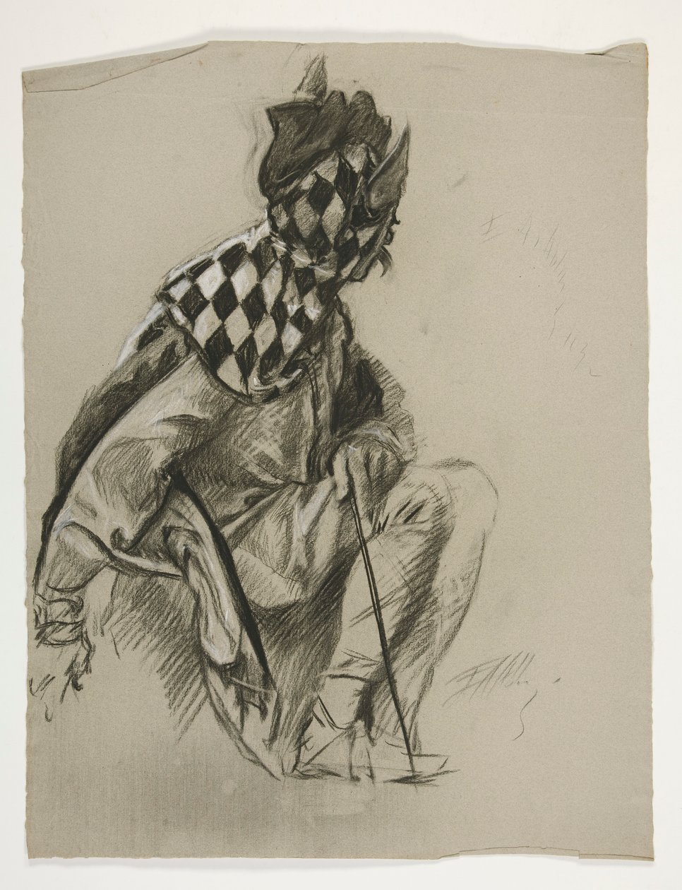 Study of Jester (unused), for the Quest of the Holy Grail (a series of fifteen paintings for the Boston Public Library, completed in 1901) by Edwin Austin Abbey