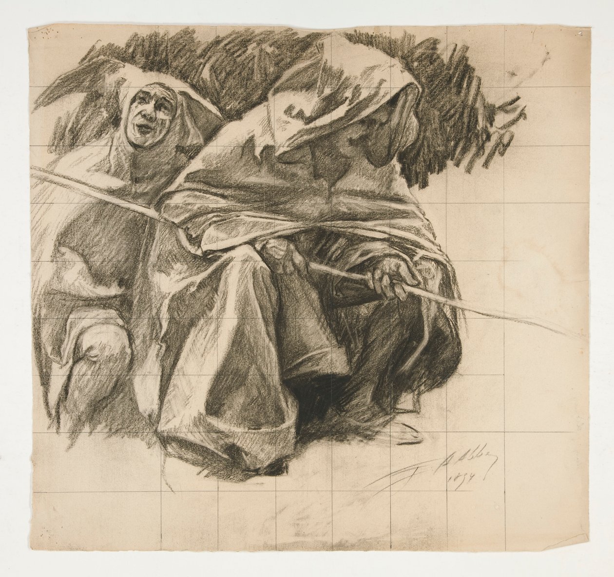 Study of The Fisher King, from The Quest of the Holy Grail (a series of fifteen paintings for the Boston Public Library, completed in 1901) by Edwin Austin Abbey