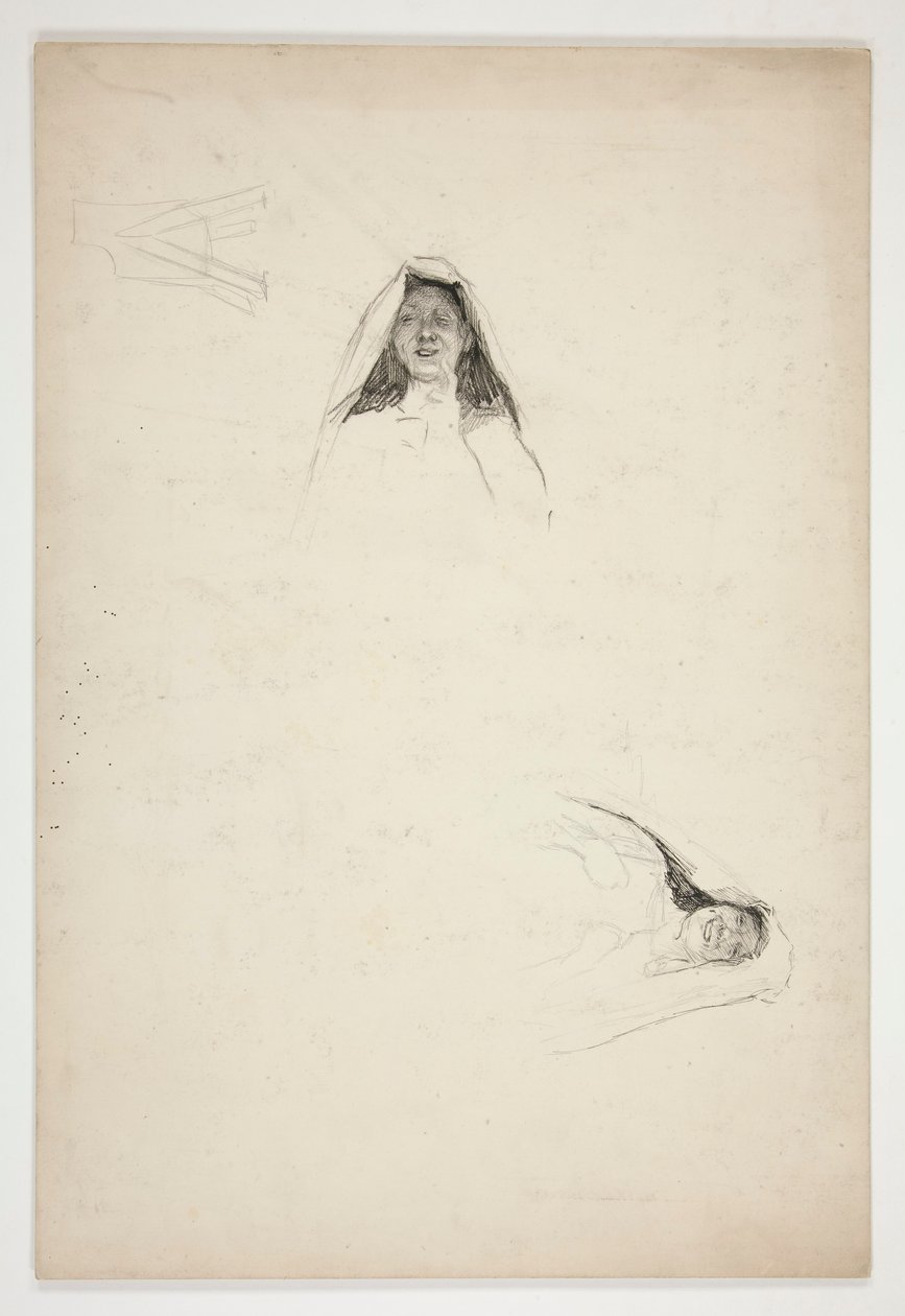 Study of Two Heads, Jaquenetta, from Love by Edwin Austin Abbey