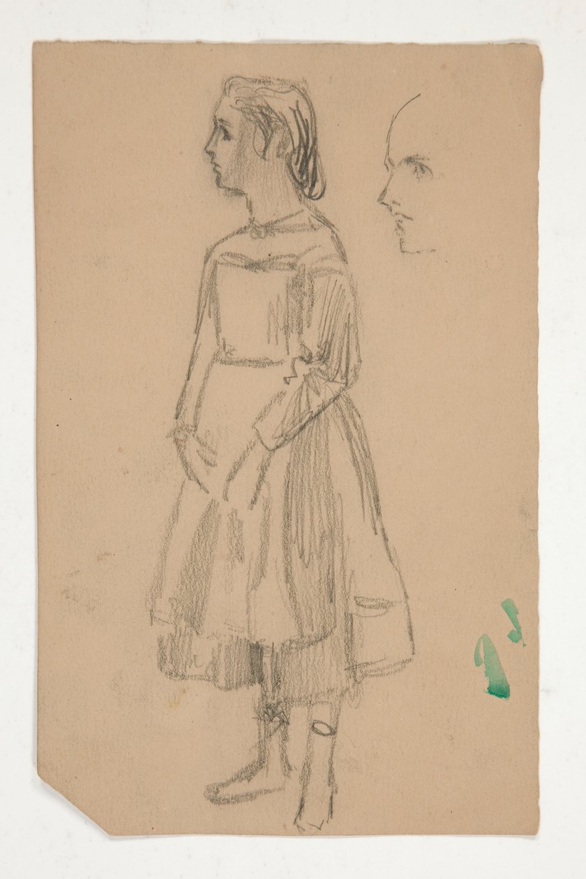 Study of a Young Girl in Pinafore by Edwin Austin Abbey