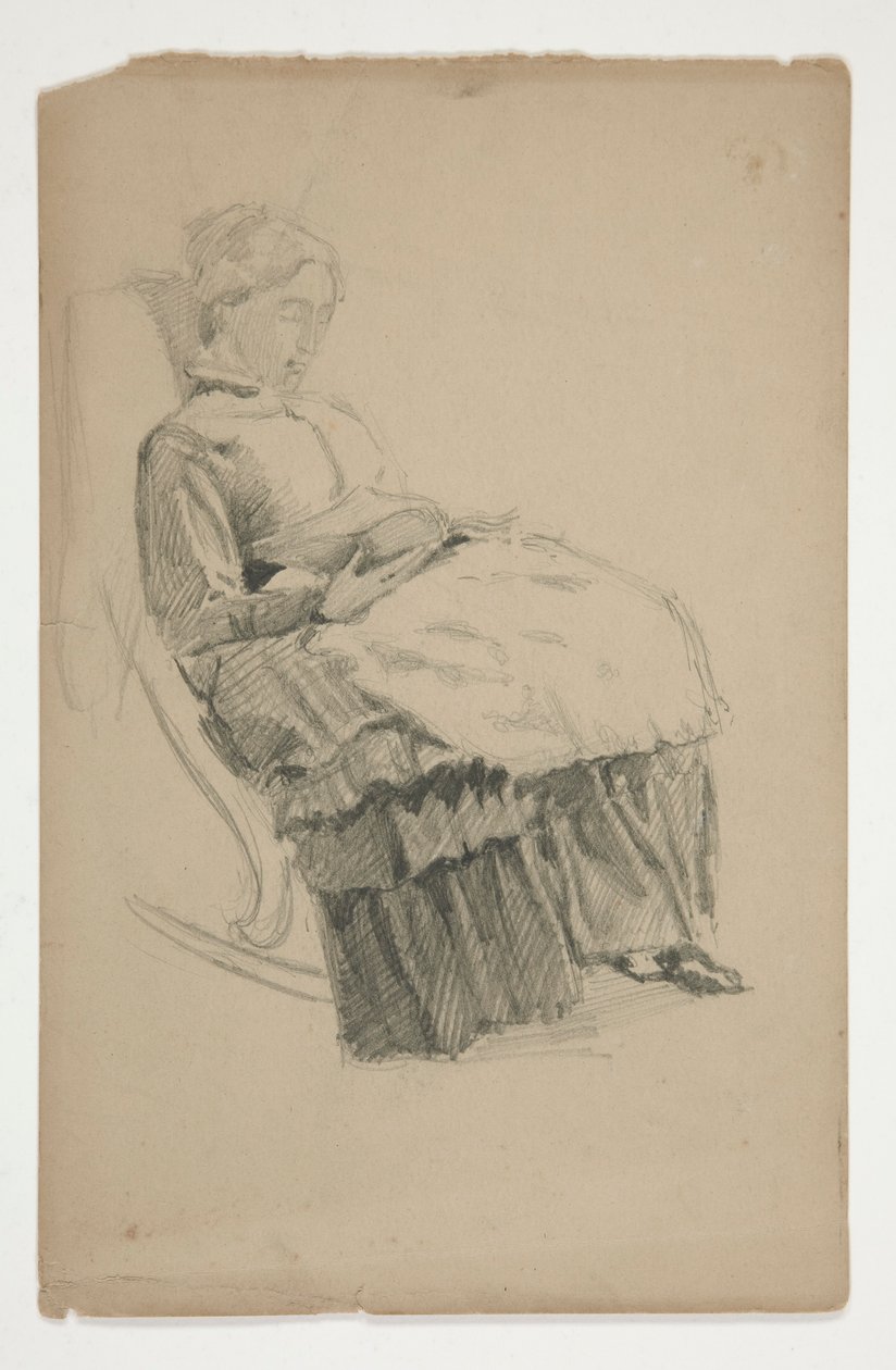 Study of an Elderly Woman in Rocking Chair, Reading by Edwin Austin Abbey