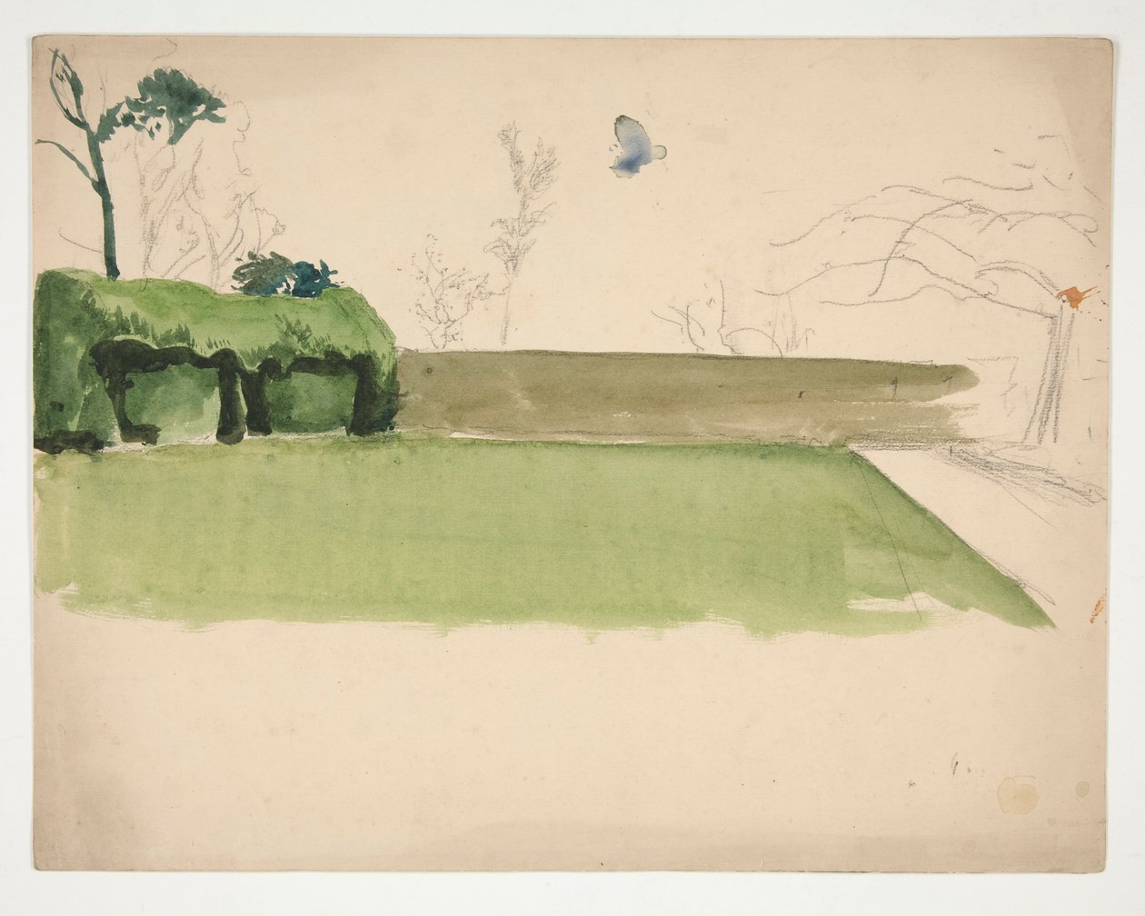 Study of an enclosed lawn and garden by Edwin Austin Abbey