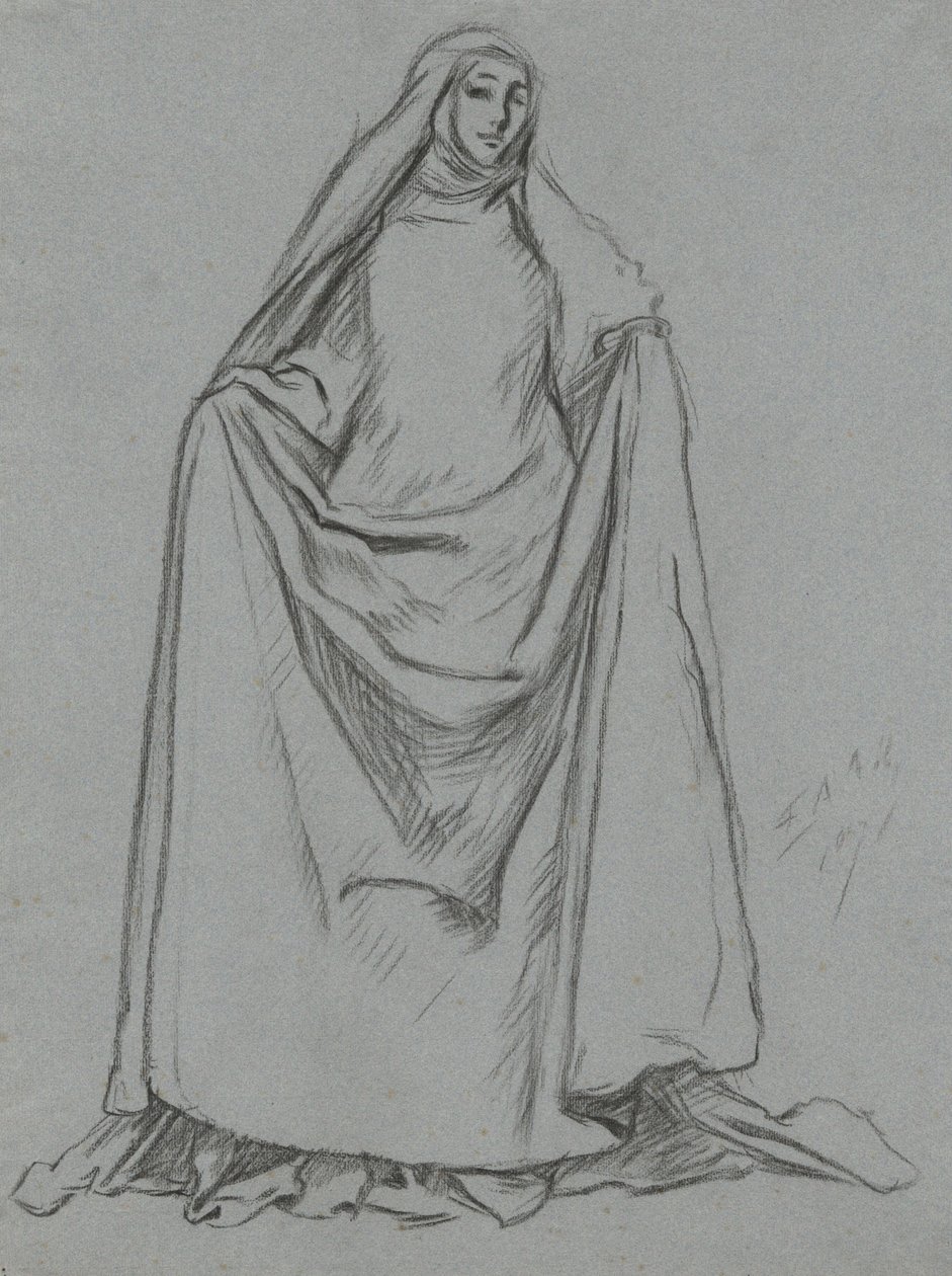 Study of Female Figure (verso: Male Figure) by Edwin Austin Abbey