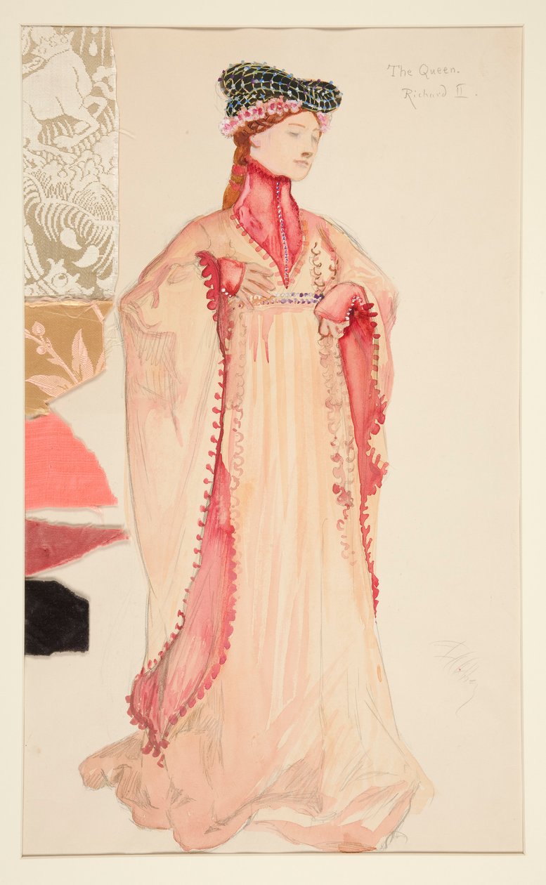 The Queen (in Pink), Costume Sketch for Henry Irving by Edwin Austin Abbey