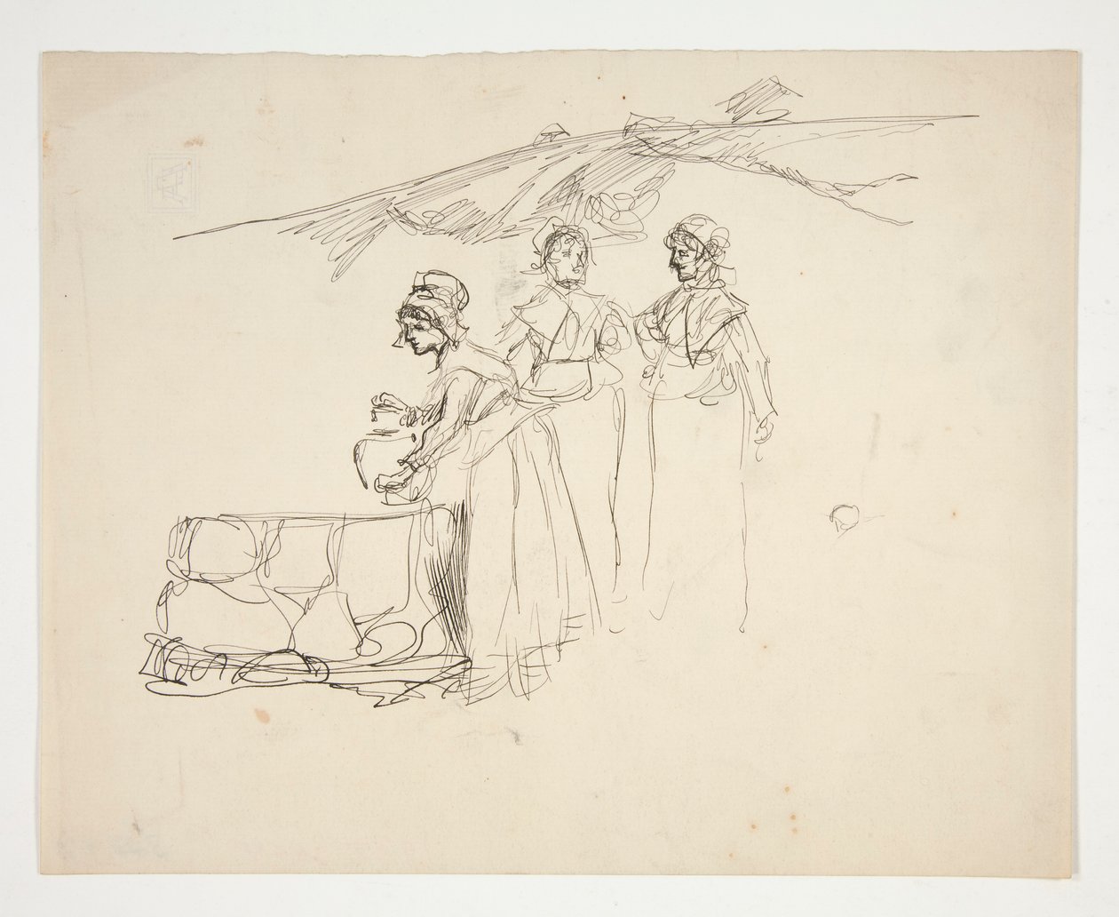Three Women at a Well - Unidentified Illustration by Edwin Austin Abbey
