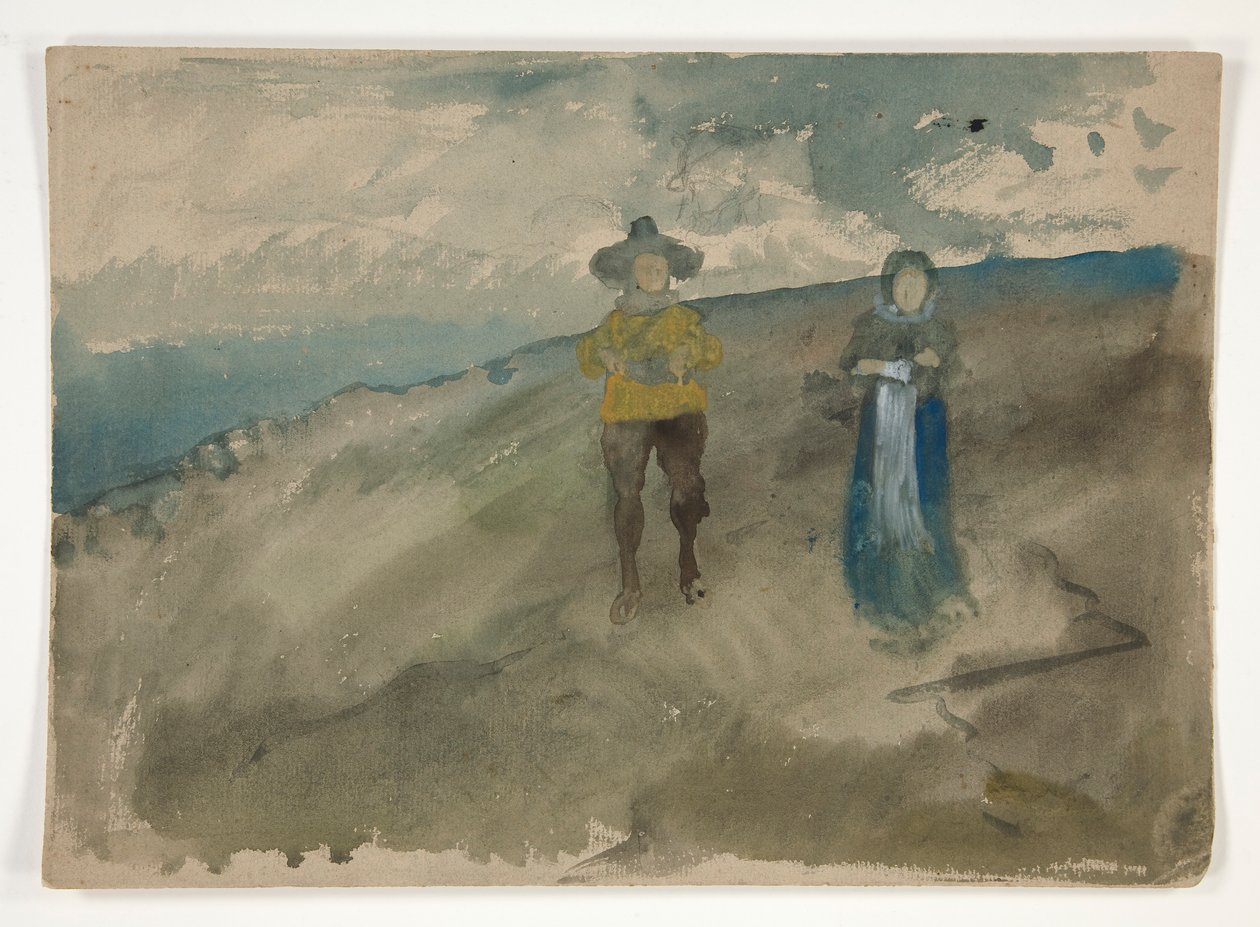 Two Figures in a Landscape (recto); Study of Man by Edwin Austin Abbey