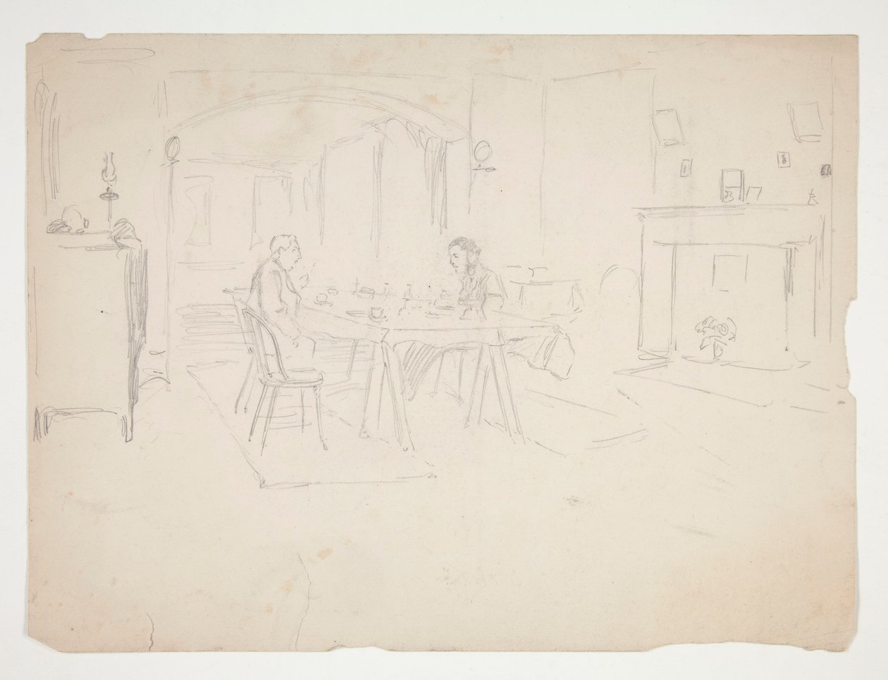 Two Men at Table in an Interior by Edwin Austin Abbey