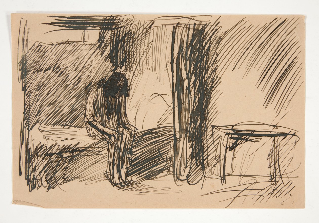 Unidentified Illustration - Study of Person in Prison by Edwin Austin Abbey