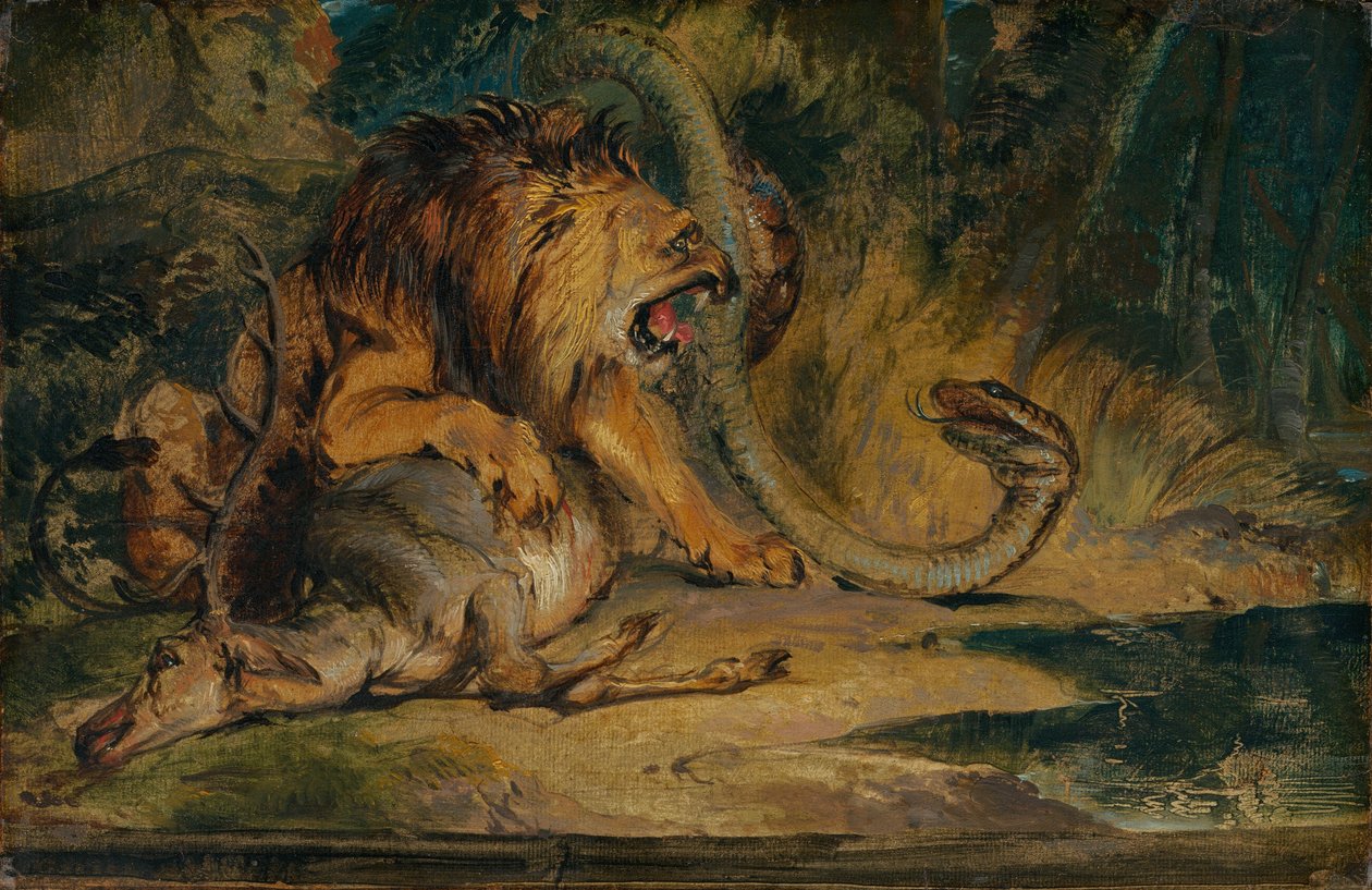 Lion Defending its Prey by Edwin Henry Landseer