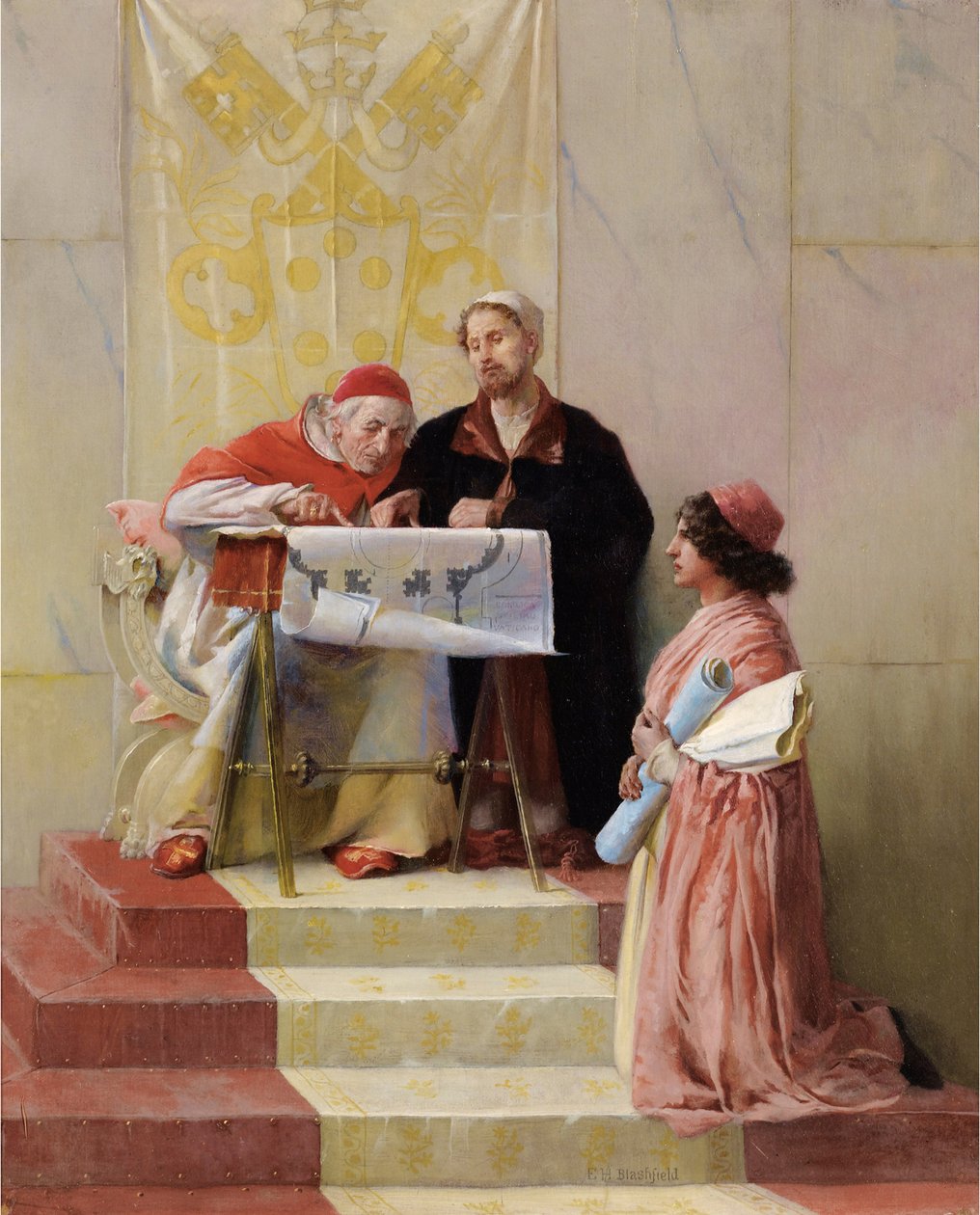 Bramante Showing Plans For Basilica of St. Peter To The Pope by Edwin Howland Blashfield