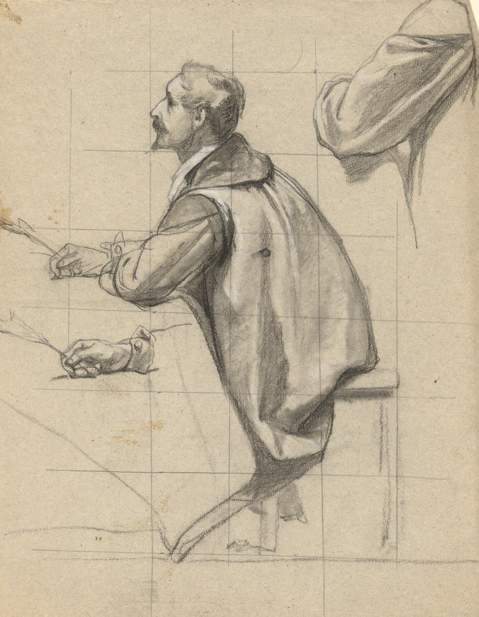 Man, sketch for Signing of the Compact in the Cabin of the Mayflower by Edwin White