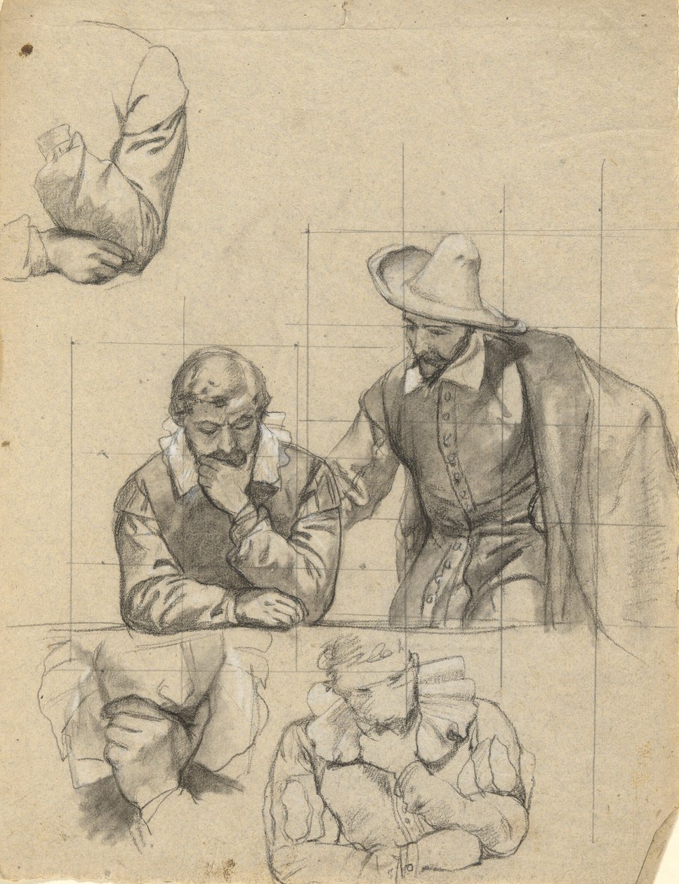 Unidentified Group, Sketch for Signing of the Compact in the Cabin of the Mayflower by Edwin White