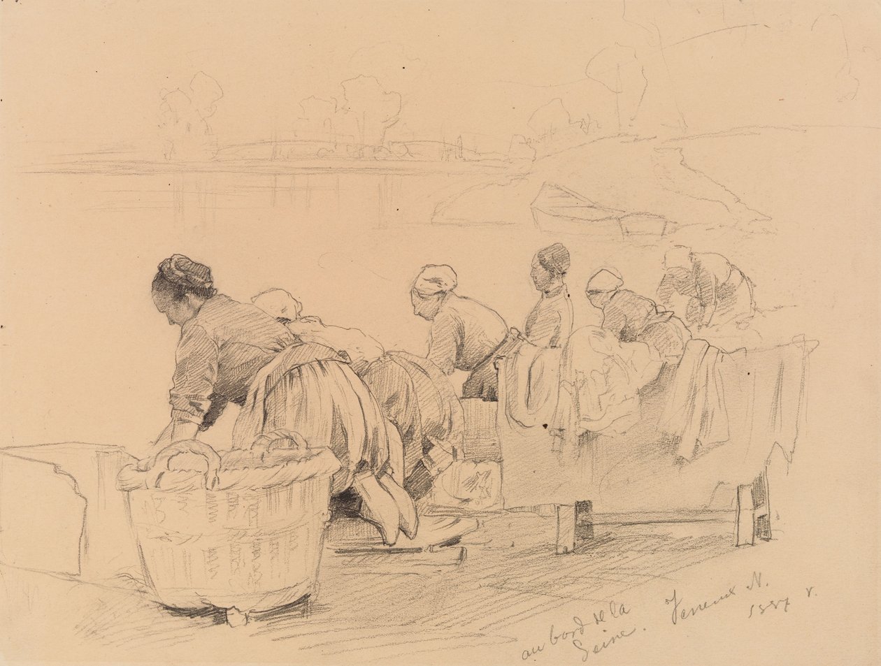 Washerwomen by the River Seine by Eero Järnefelt