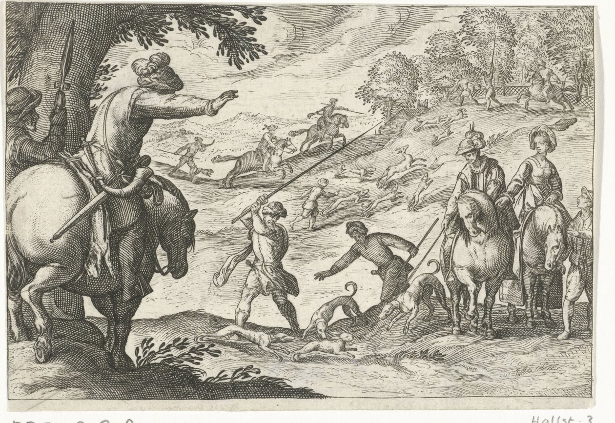 Landscape with Hare Hunt Hunting Scenes (series title) Icones Venantum Species Varias Representantes (series title) by Egbert Jansz.