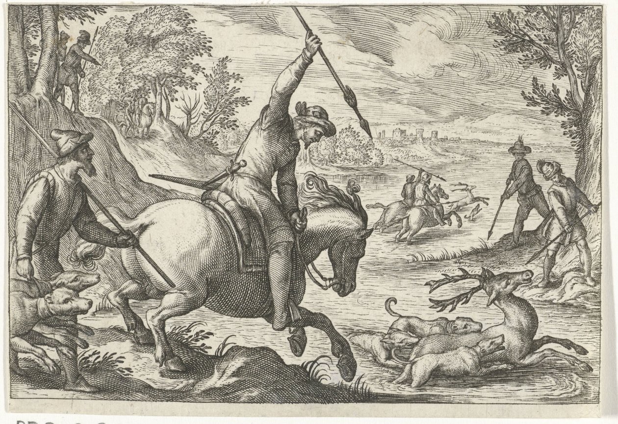 Landscape with Deer Hunt by Egbert Jansz.