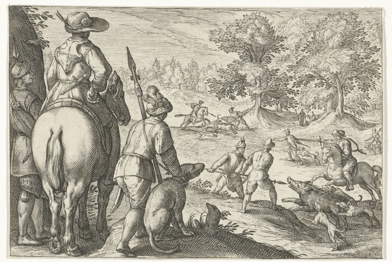 Landscape with Boar Hunt by Egbert Jansz.
