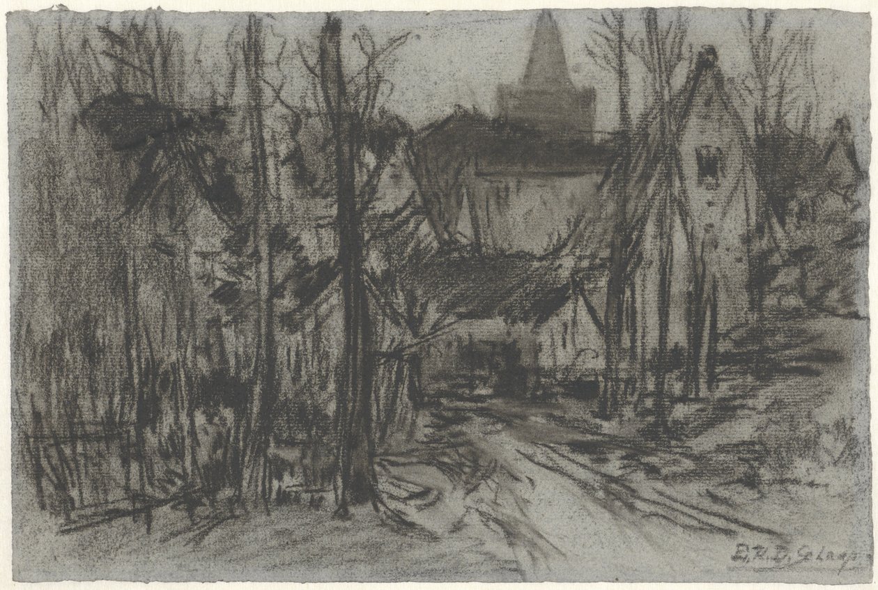 View of a Village through the Trees by Egbert Rubertus Derk Schaap