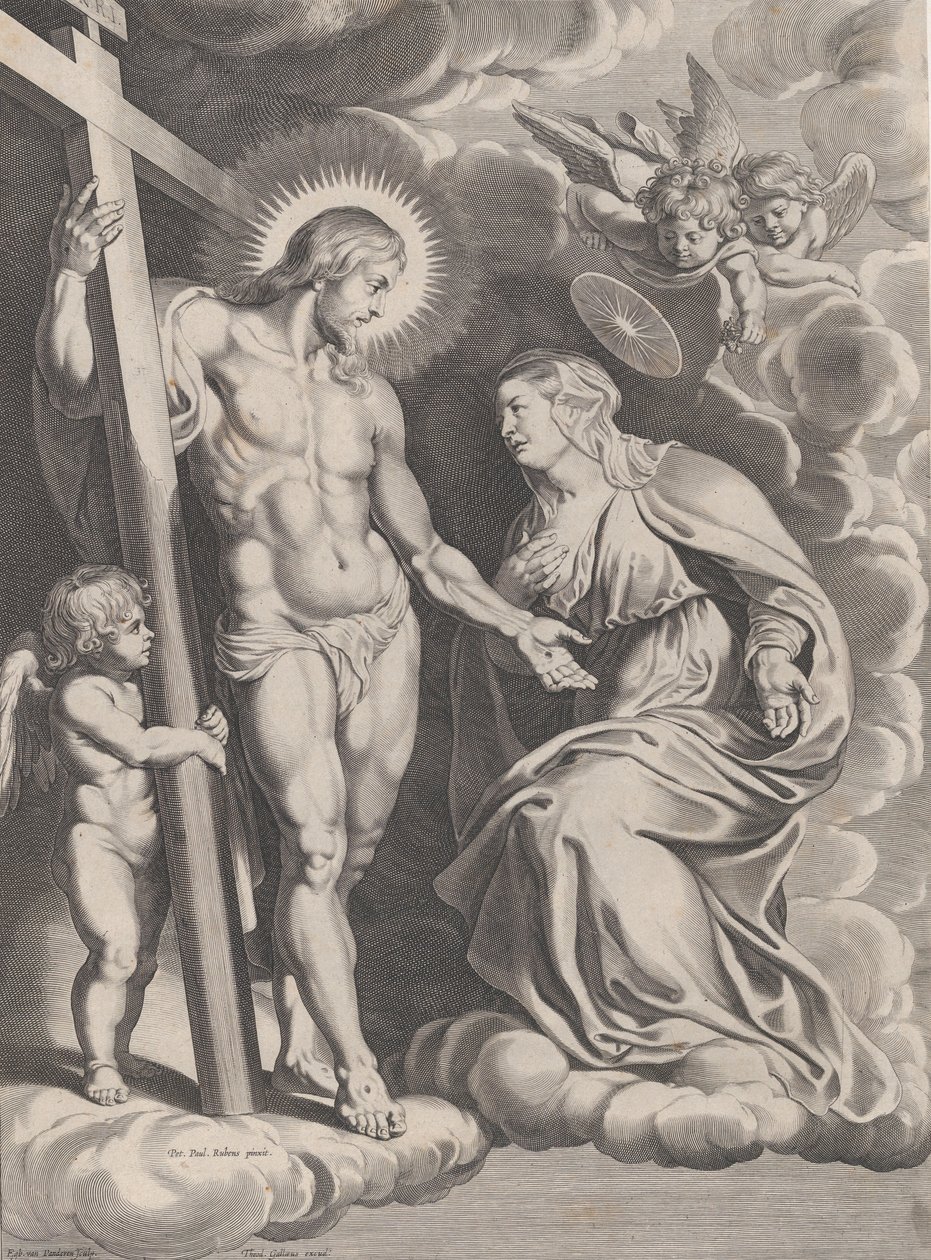 The Intercession of the Virgin, kneeling on a cloud at right before Christ, ca. 1610-37 by Egbert van Panderen