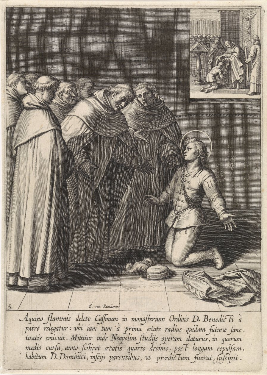 Thomas Aquinas joins the Dominican Order (The life of Saint Thomas Aquinas) by Egbert van Panderen
