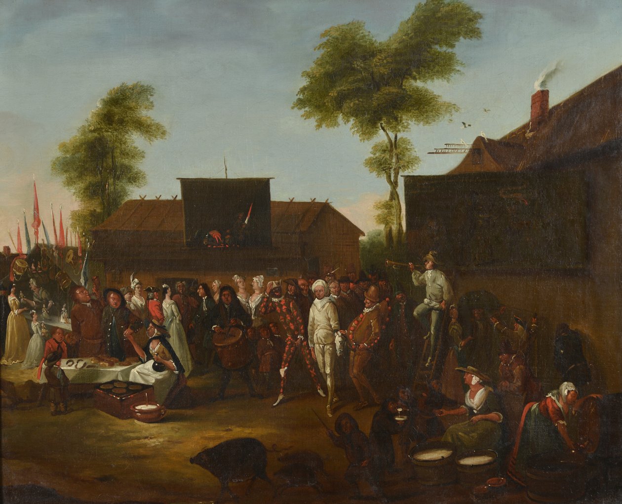 A Village Carnival with Figures of the Commedia dell