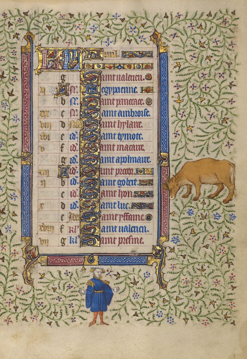 Calendar Page for April; Picking Flowers; Taurus by Egerton Master