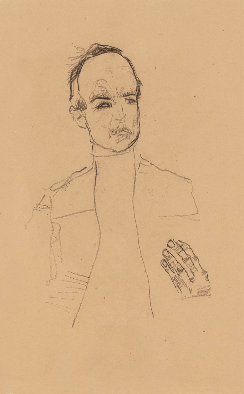 Seated Boy with Folded Hands by Egon Schiele