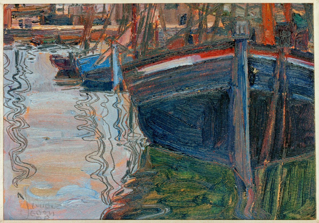 Boats Mirrored in the Water by Egon Schiele
